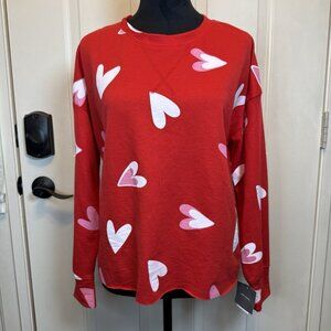 GRAYSON THREADS Hearts Lounge Sleep Top SZ M Red Valentine NWT